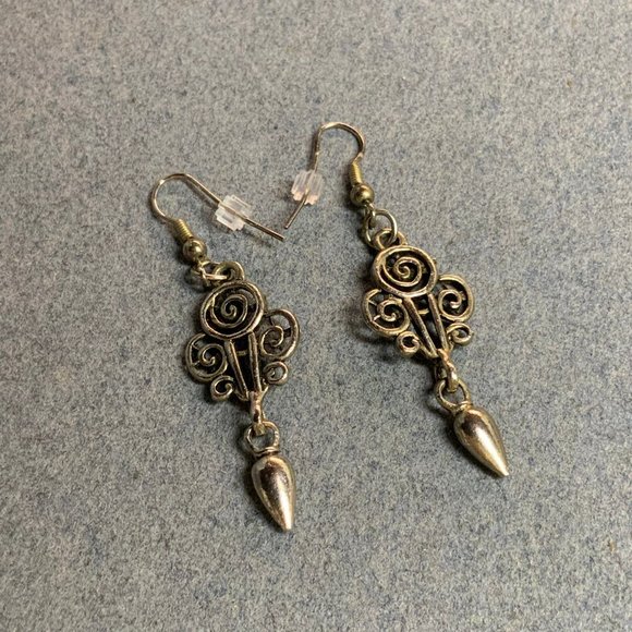 Dangle Pierced Earrings Silver Filagree Pendulum H - Picture 3 of 4